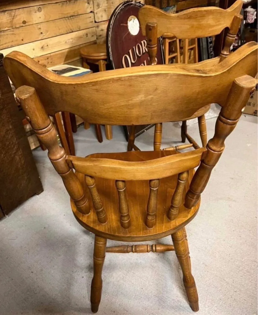 Pair of vintage country kitchen oak chairs - Image 3