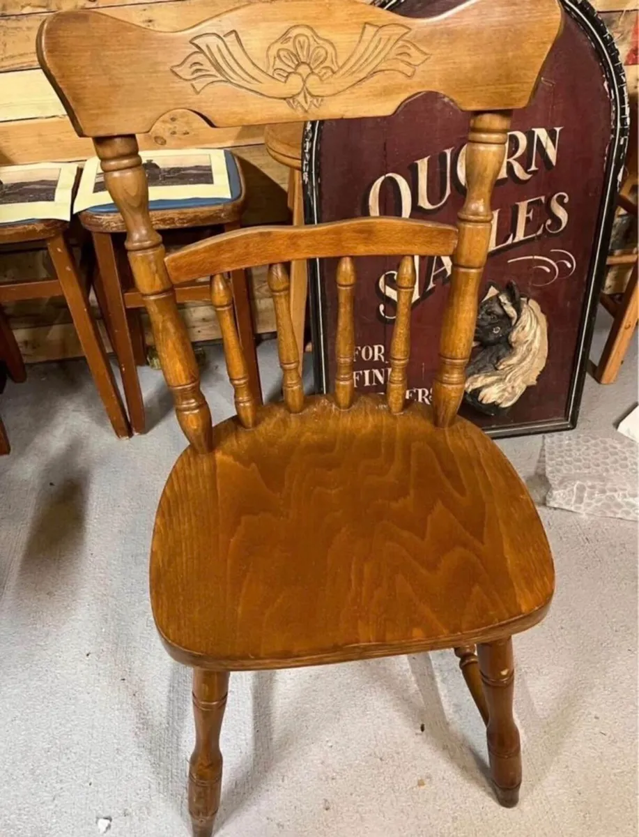 Pair of vintage country kitchen oak chairs - Image 2