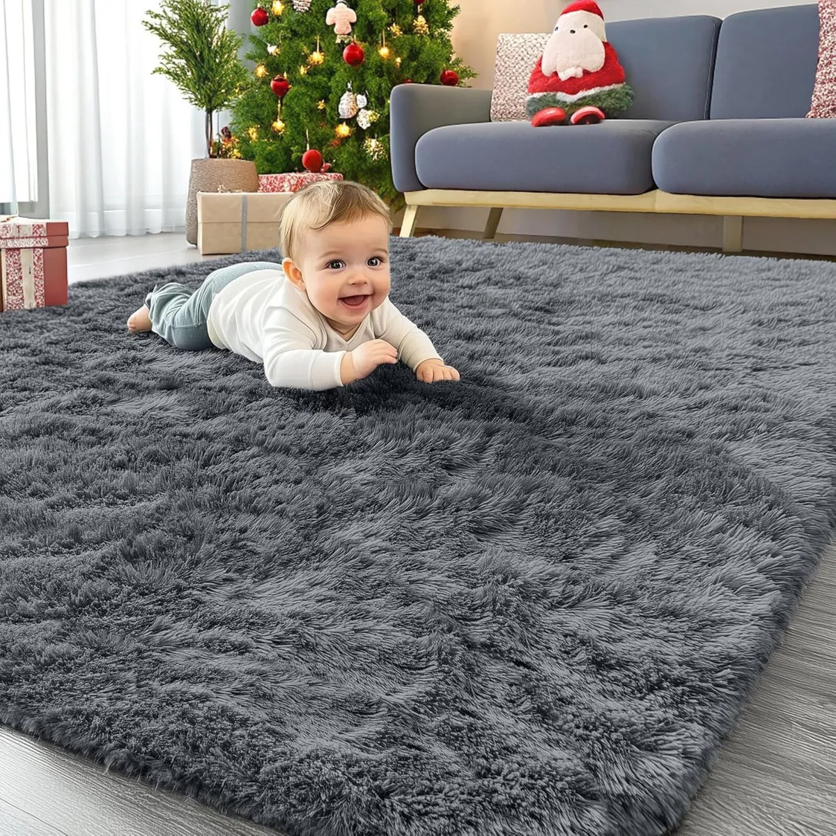 Fluffy Shaggy Rugs Living Room Large Anti Slip - Image 1