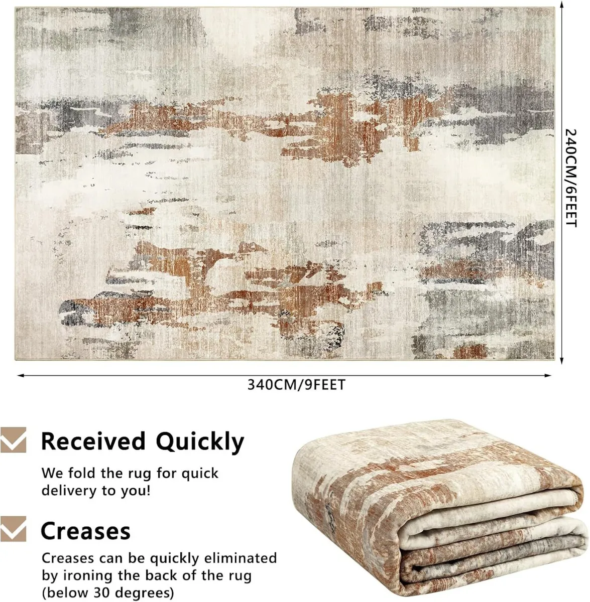 Modern Abstract Area Rug 240x340cm Washable - Image 2