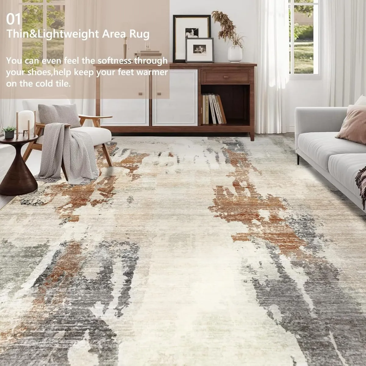 Modern Abstract Area Rug 240x340cm Washable - Image 3