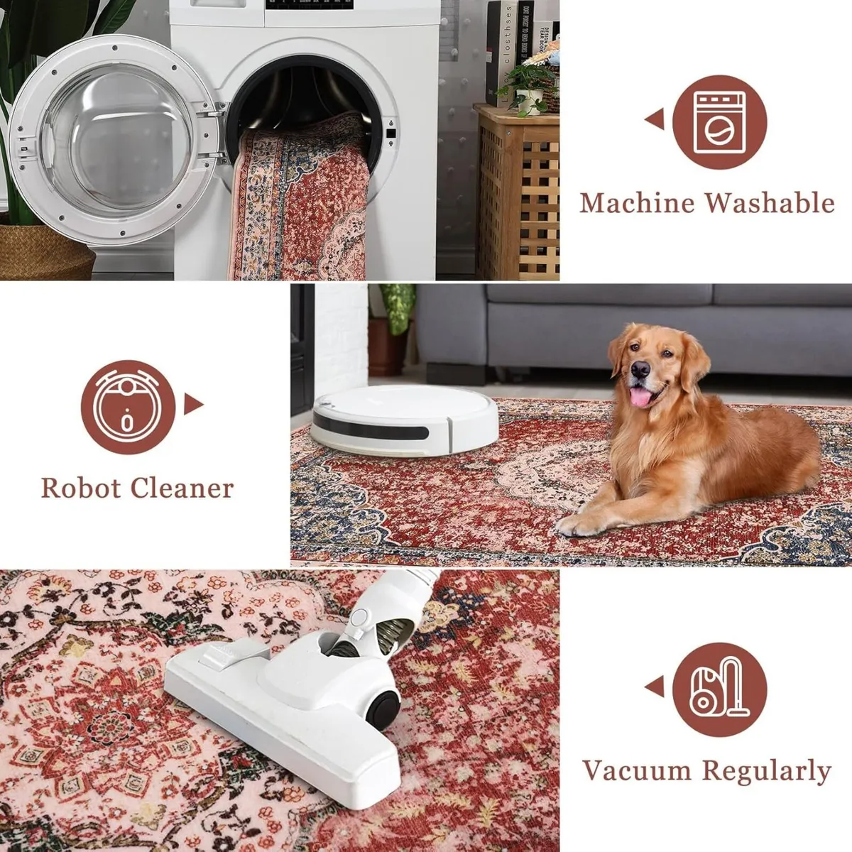 Rugs Living RoomArea Washable–240 x 340 cm Boho - Image 4