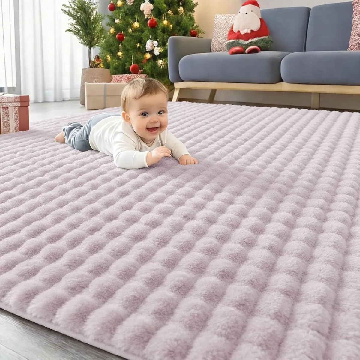 Fluffy Shaggy Rugs Living Room with 3D Bubble - Image 1