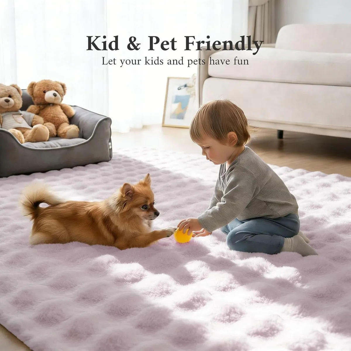 Fluffy Shaggy Rugs Living Room with 3D Bubble - Image 4