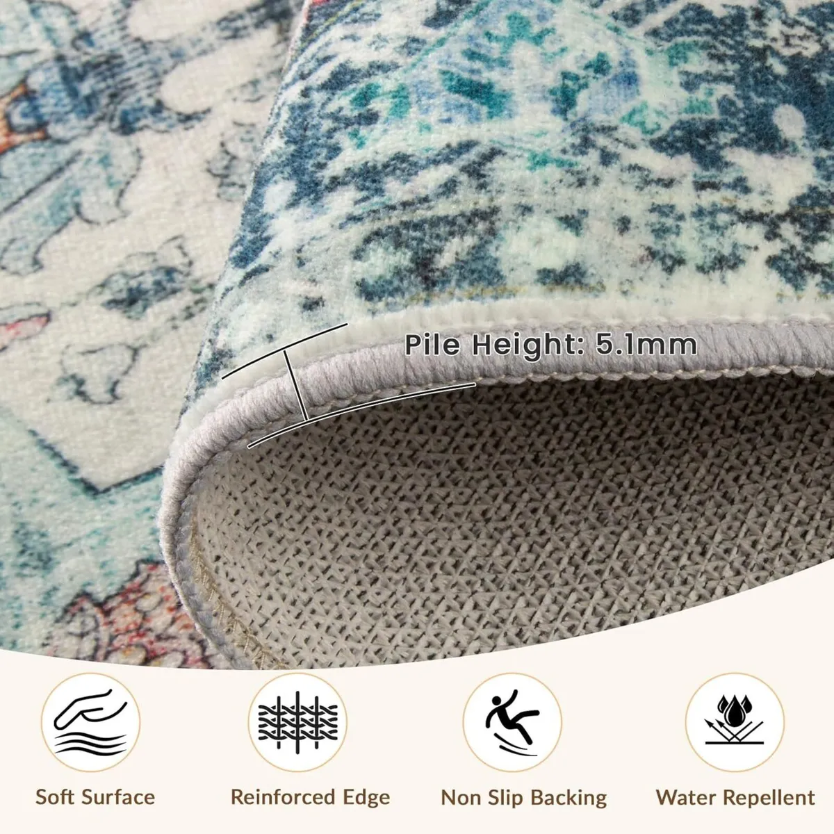 Machine Washable Rugs 240x300 cm Vintage Area Rug - Image 2