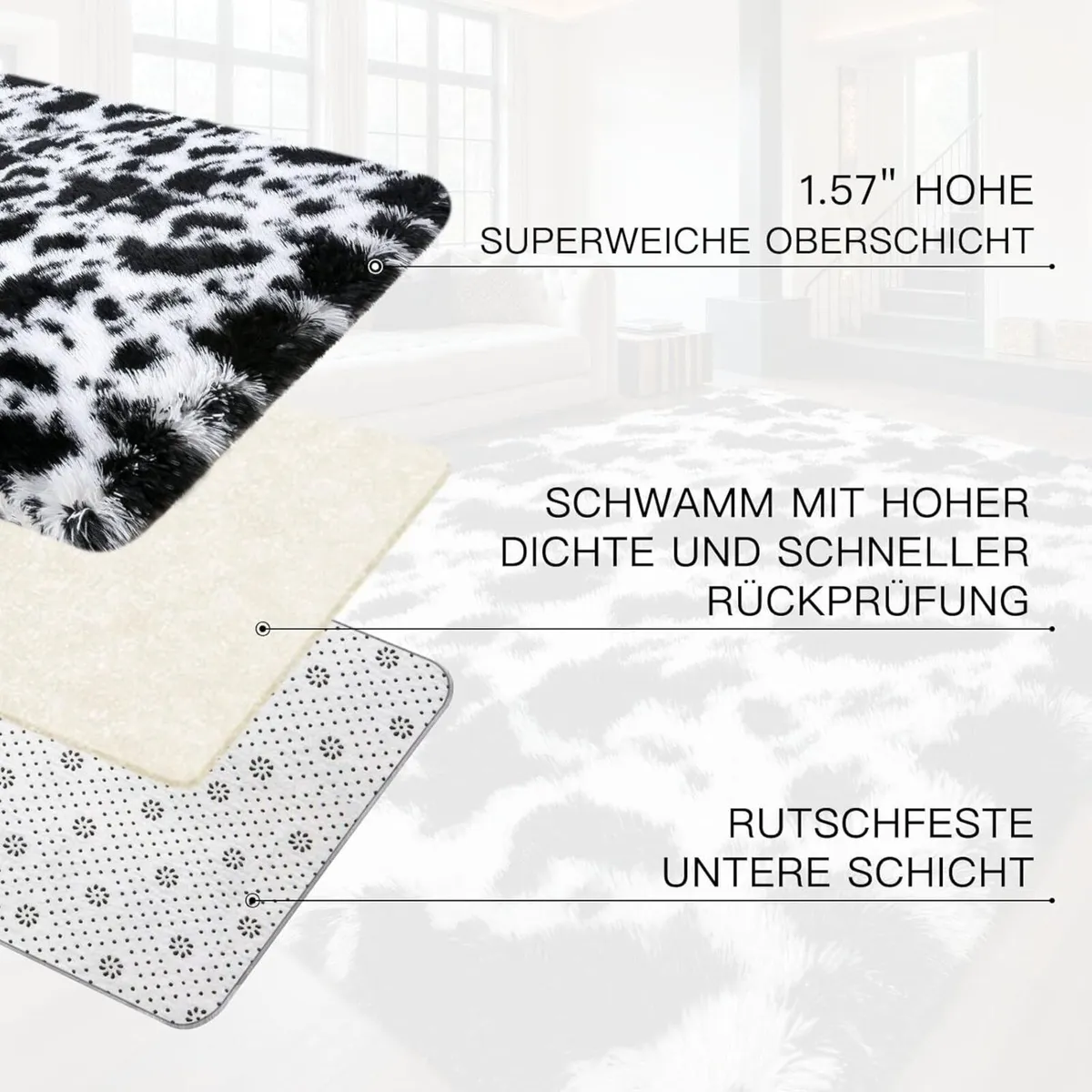 High Pile Rug Grey Living Room 200 x 300 cm - Image 3