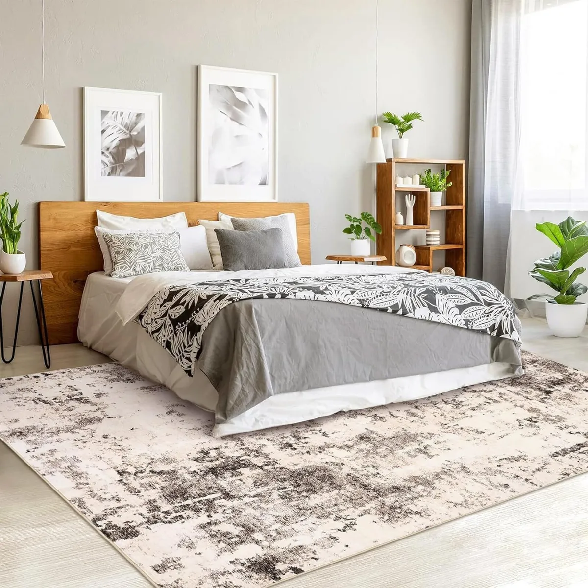 Abstract Blue/Brown Large Area Rugs for Living - Image 2