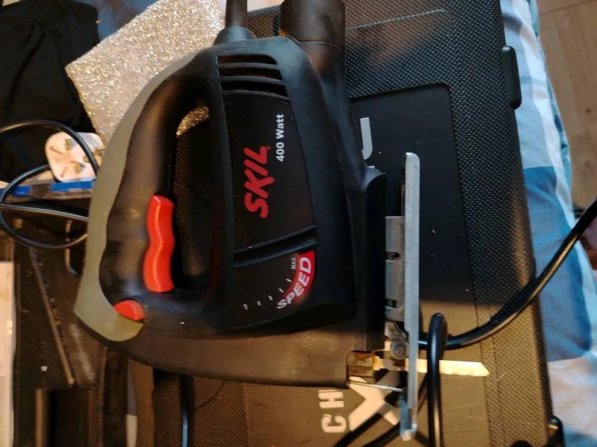 2 drills, jigsaw box of drills bits - Image 3