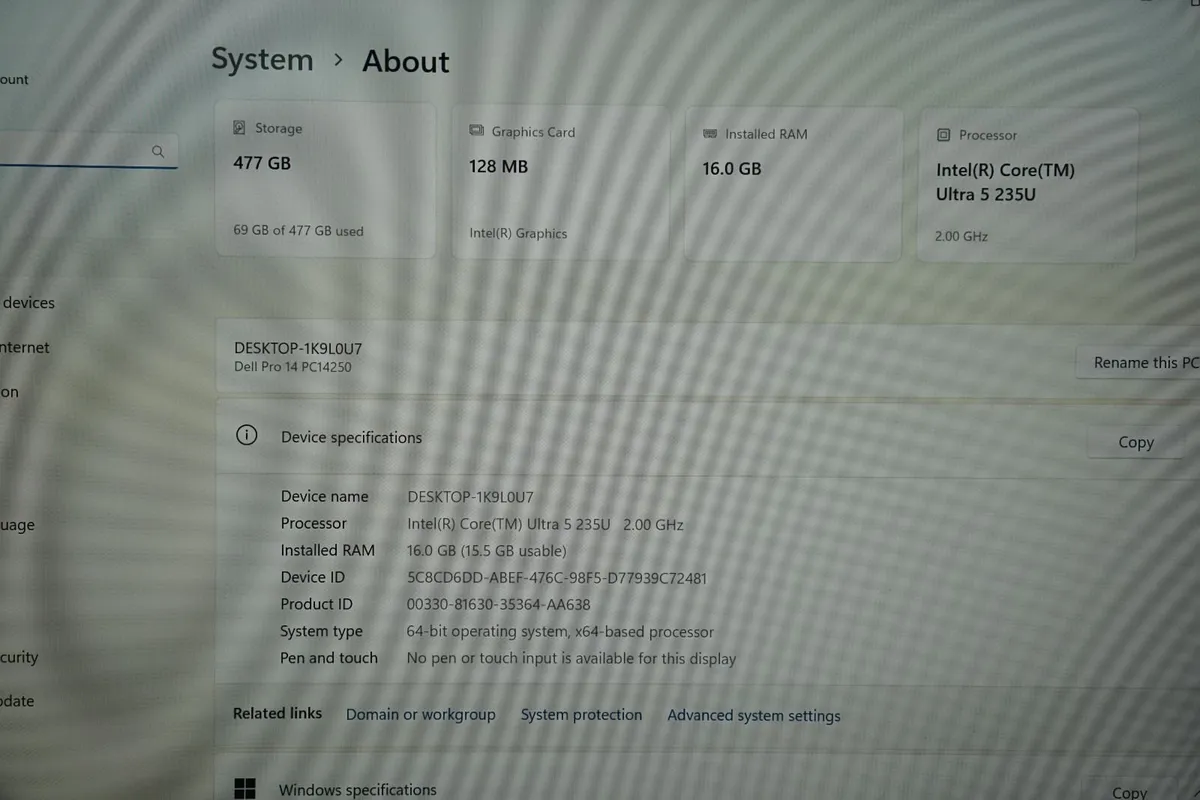 New Dell Pro 14 Pc14250 | Core Ultra 5 235U | 16GB - Image 2