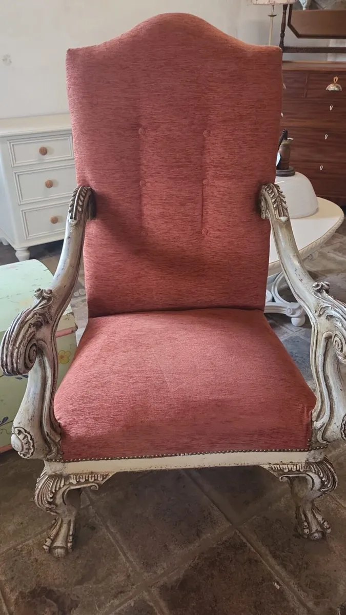 Pair large vintage french chairs - Image 2