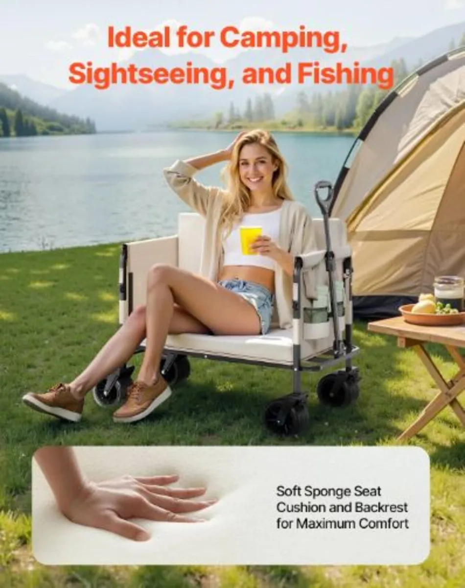 Collapsible Folding Wagon, 550lb Load & 220L,2 in1 - Image 3