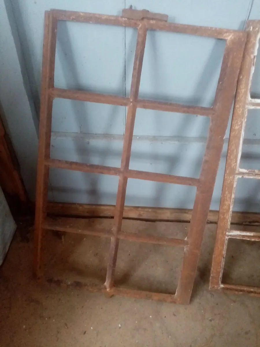 2 cast iron antique windows glass - Image 1