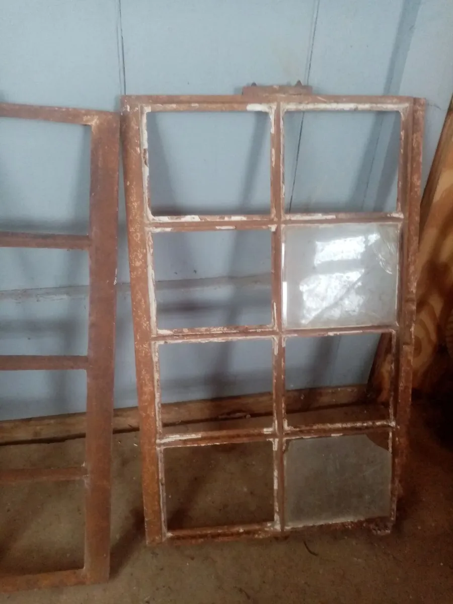 2 cast iron antique windows glass - Image 2