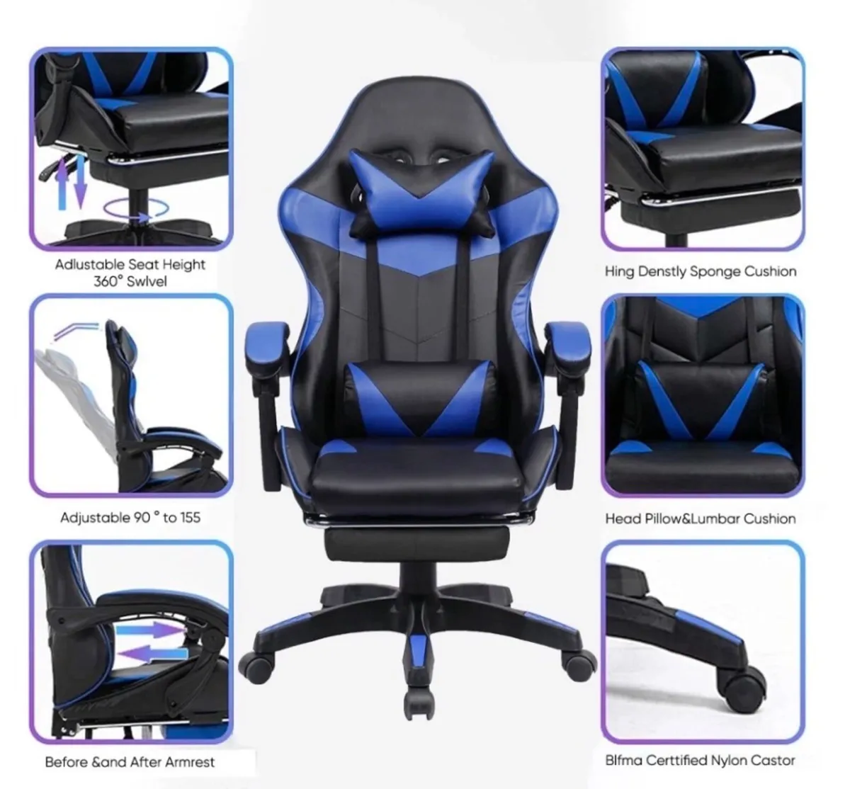 NEW Gaming Chair Reclining with Footrest - Image 2
