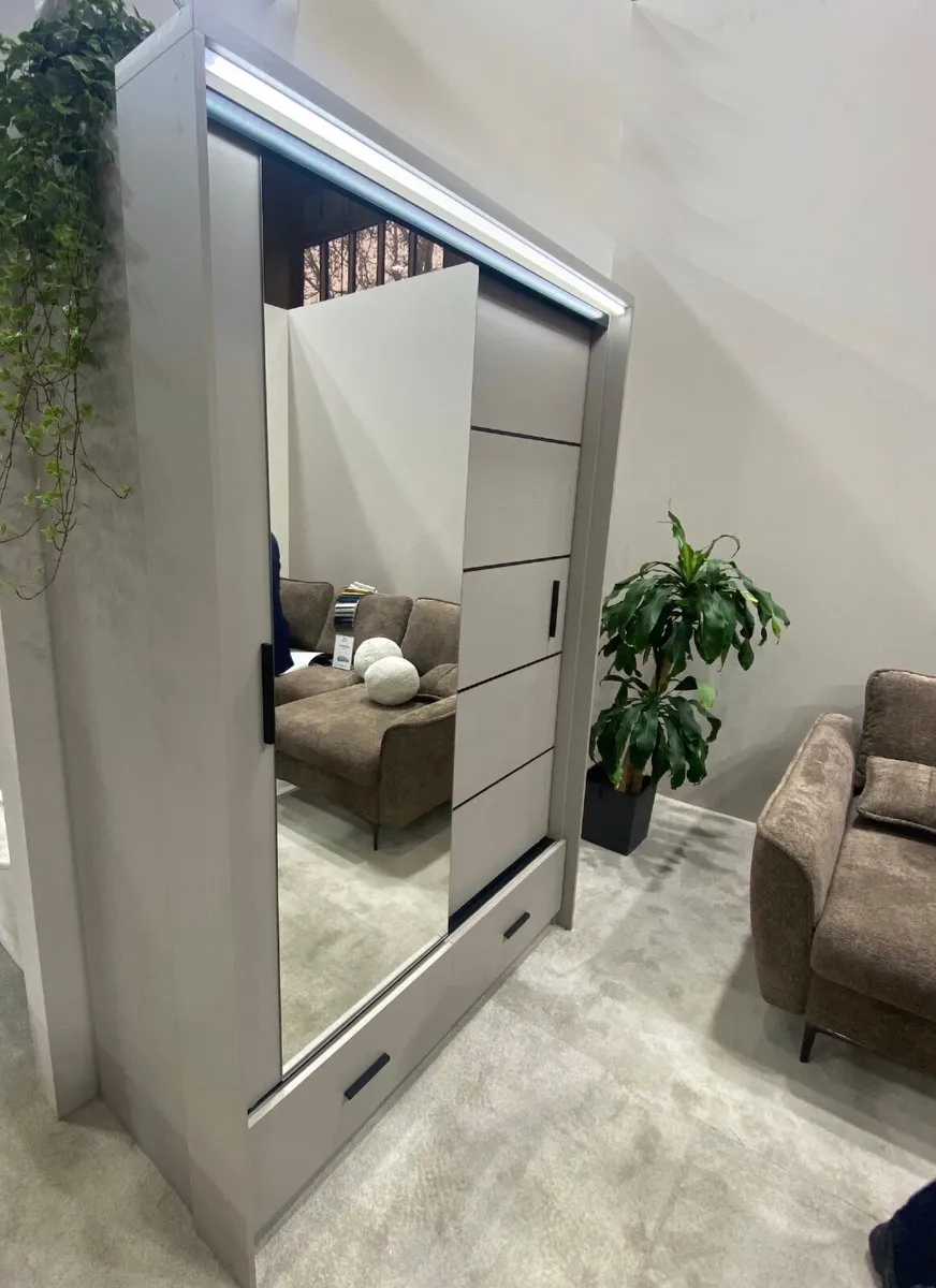 Wardrobe RUBI 153cm Beige/Grey *FREE DELIVERY - Image 1