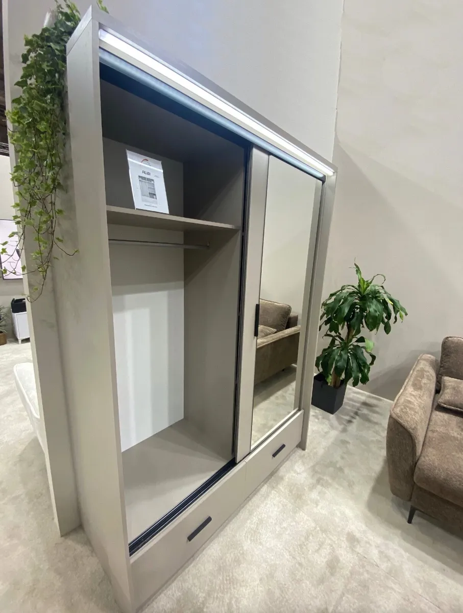 Wardrobe RUBI 153cm Beige/Grey *FREE DELIVERY - Image 2