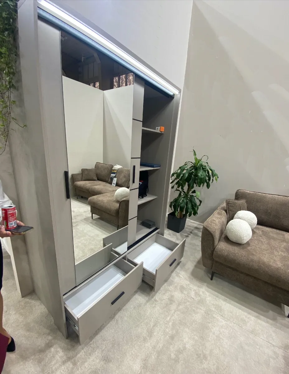 Wardrobe RUBI 153cm Beige/Grey *FREE DELIVERY - Image 4