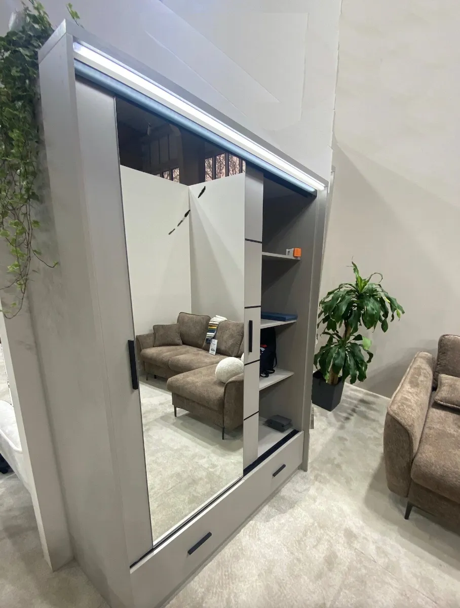 Wardrobe RUBI 153cm Beige/Grey *FREE DELIVERY - Image 3