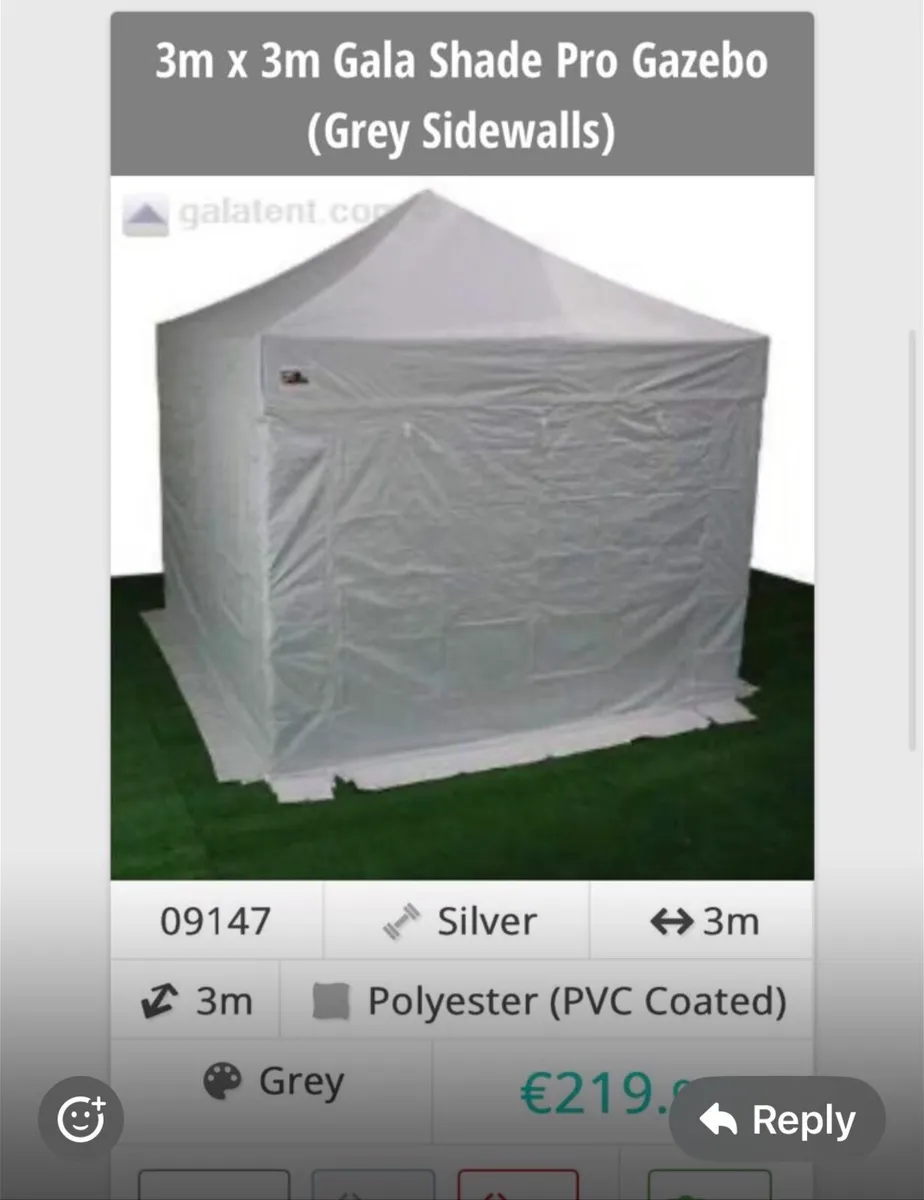 Gazebo 3M x 3M Grey - Image 1