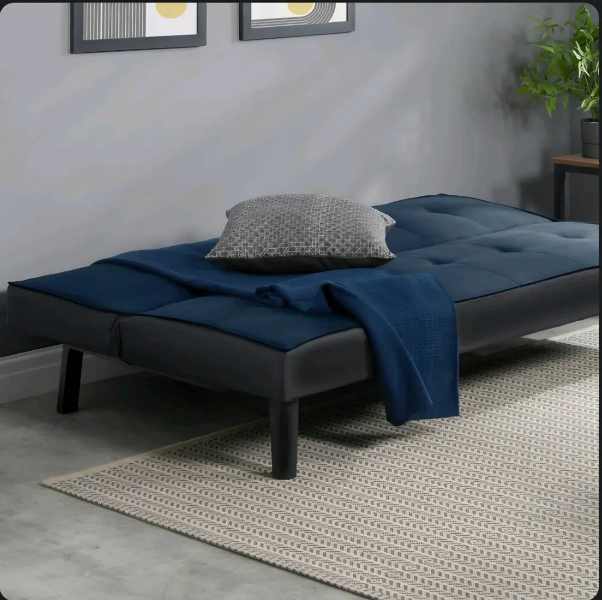 Dark Blue 3 Seater Couch Bed - Image 2