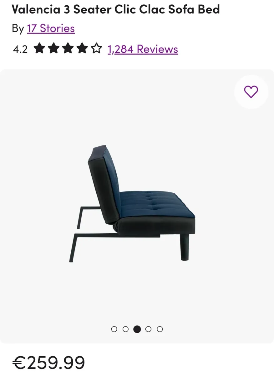 Dark Blue 3 Seater Couch Bed - Image 3