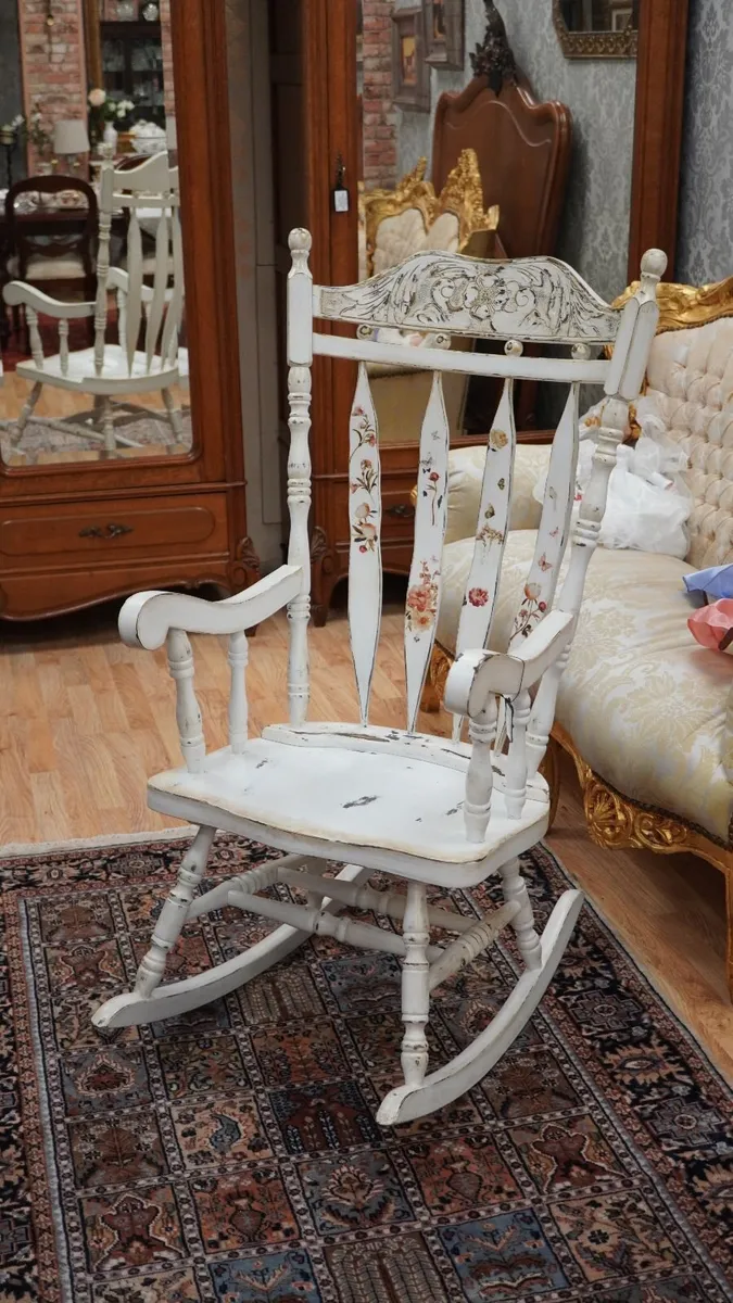 Hand-Painted Distressed Rocking Chair - Image 1