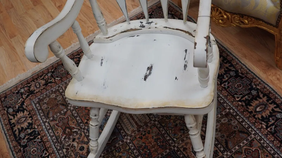 Hand-Painted Distressed Rocking Chair - Image 4