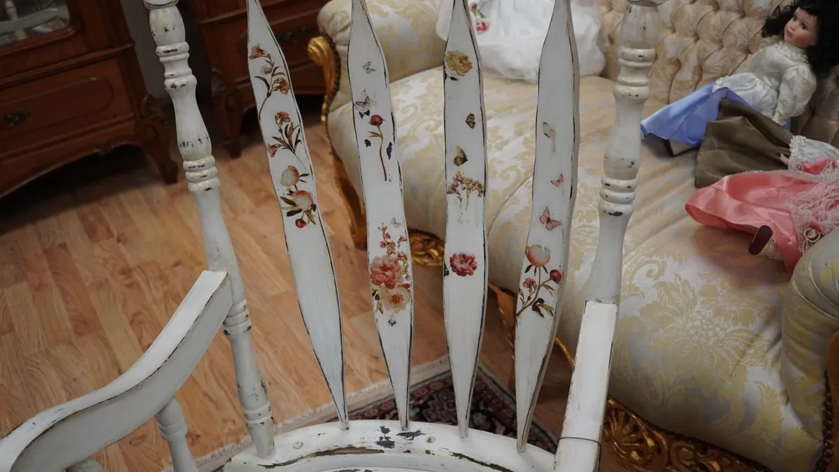 Hand-Painted Distressed Rocking Chair - Image 3