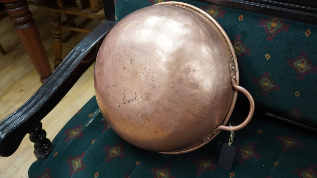 Large French Copper Preserving Pan - Image 3