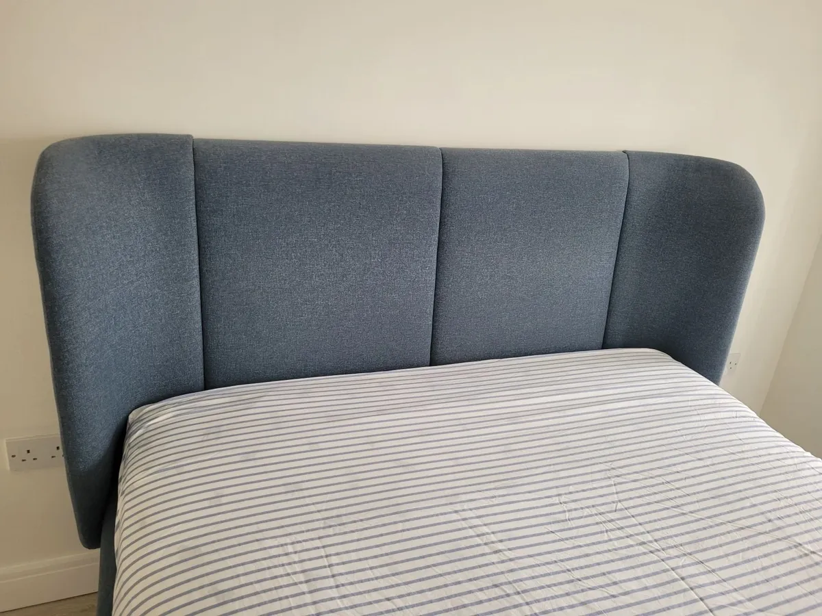 IKEA upholstered king size bed frame with storage - Image 3