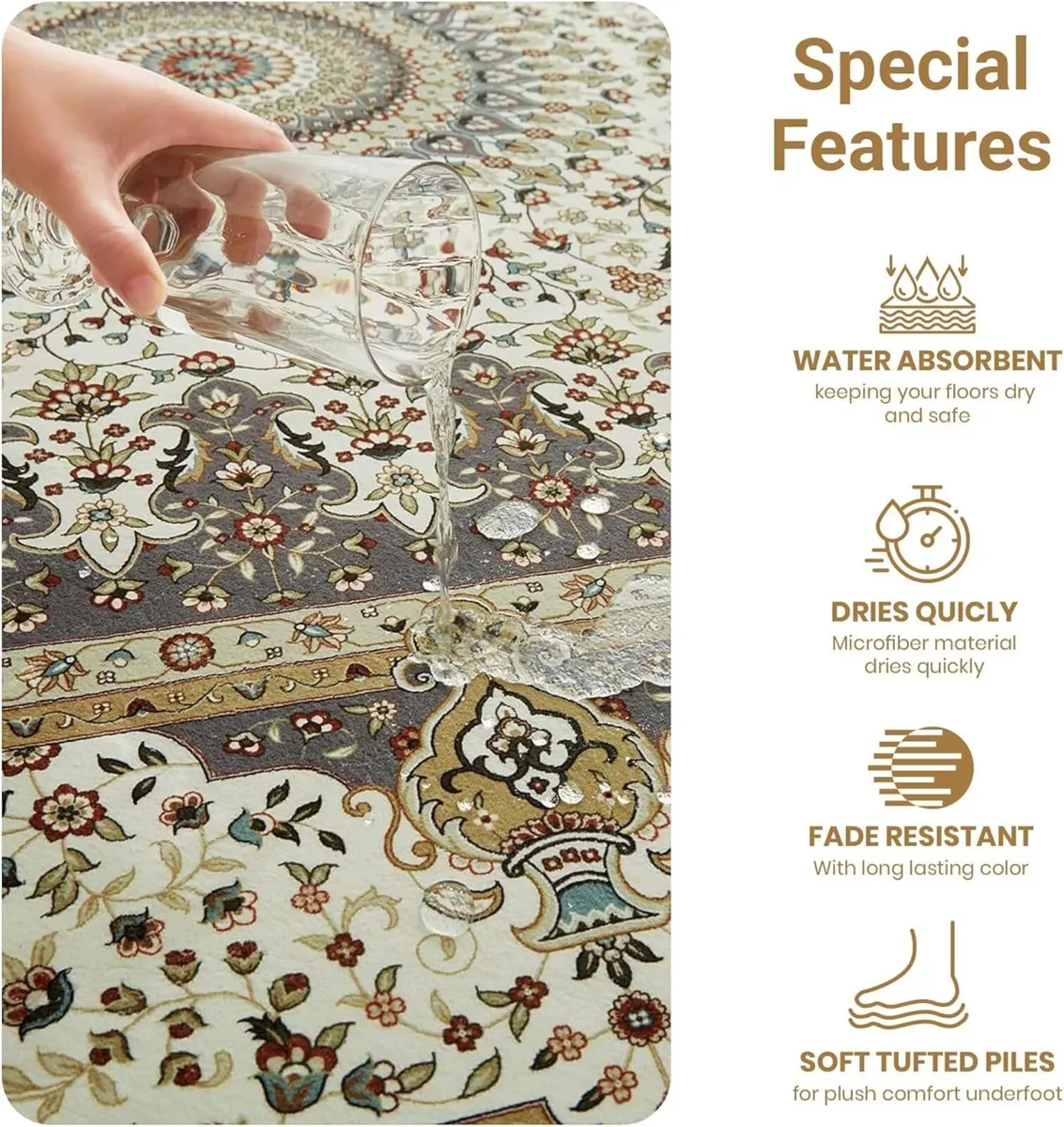 Living Room Rugs Large 200 x 290 - Grey Vintage - Image 4