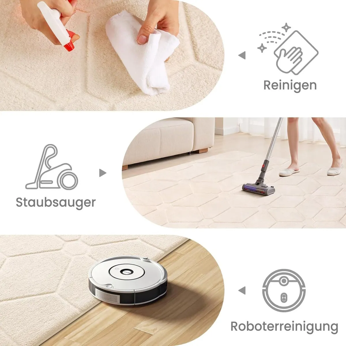 Rug Living Room 200 x 300 cm Grey Washable - Image 3