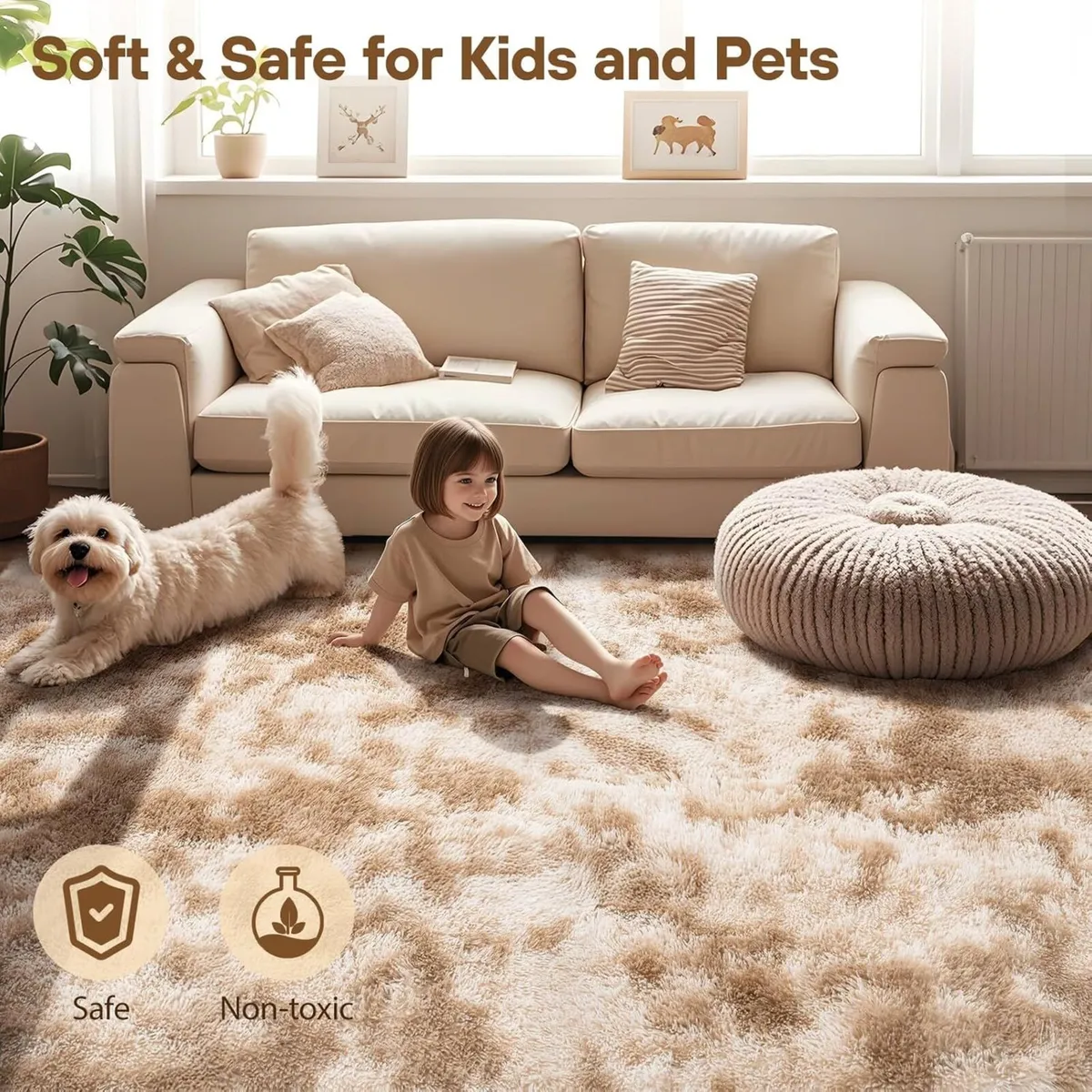 Rugs Living Room - 200x300cm Khaki Large Rug for - Image 2