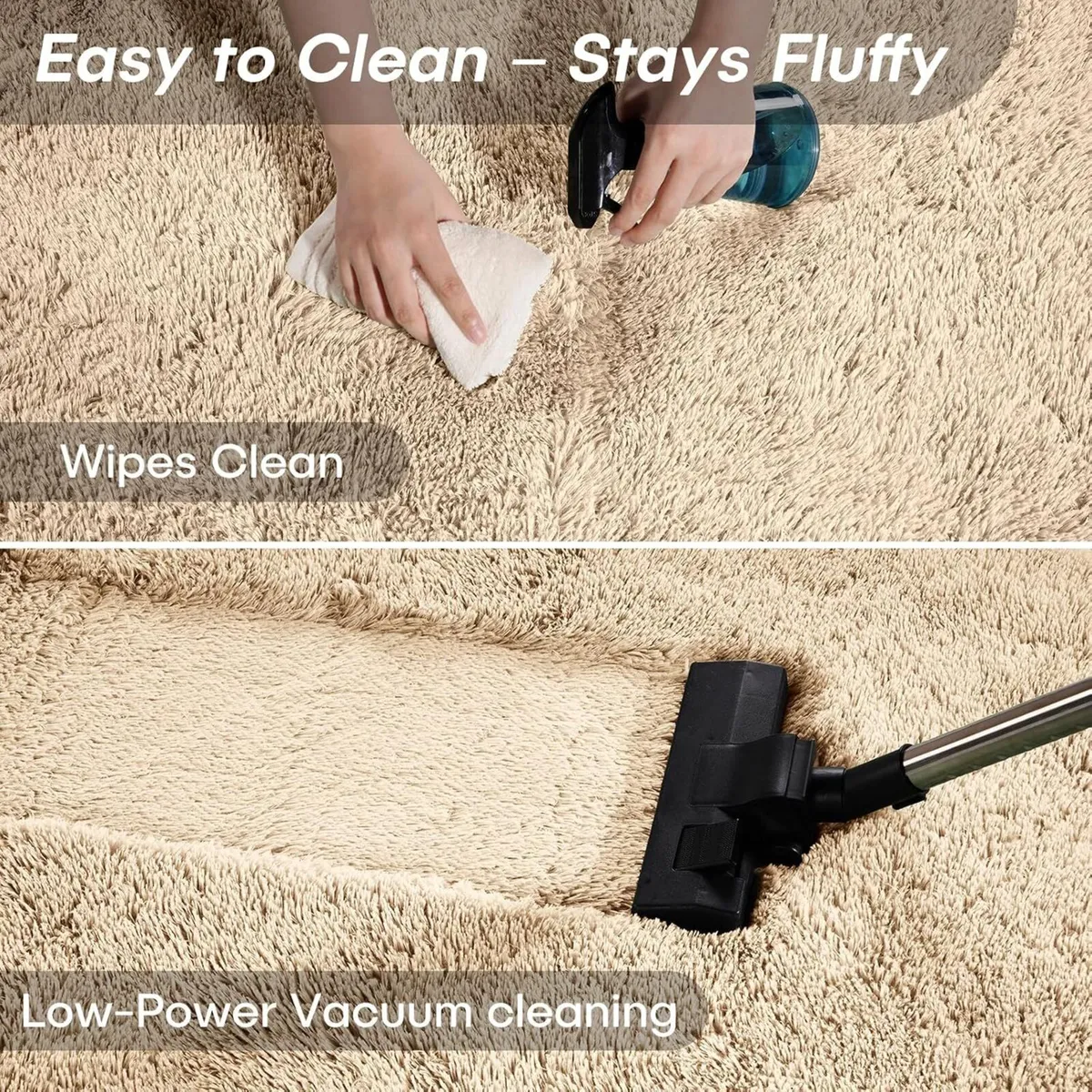 240x300cm Beige Shaggy Rug – Large Soft Fluffy - Image 4