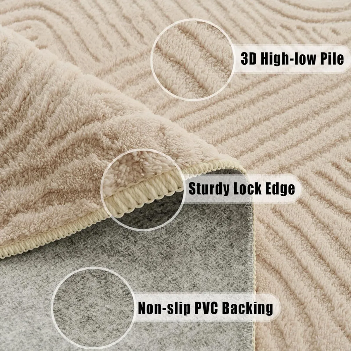 Living Room Rugs Large 140x200cm Beige for - Image 2