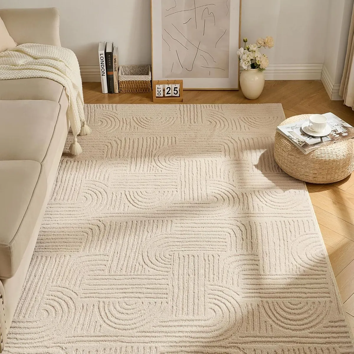 Living Room Rugs Large 140x200cm Beige for - Image 1