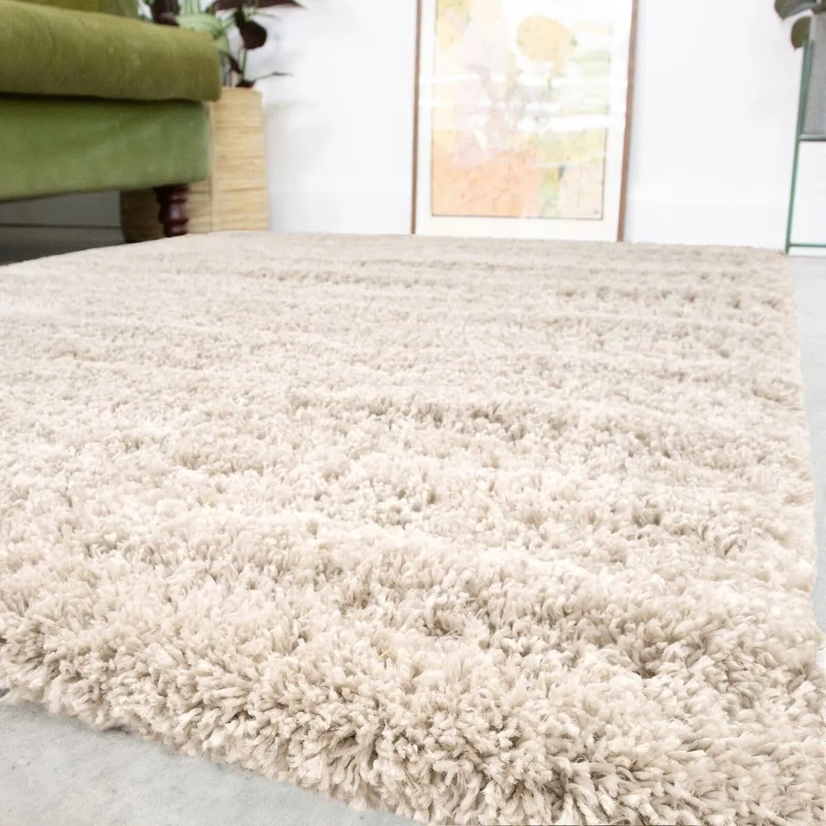 Luxury High Pile Fluffy Super Soft Shaggy Beige - Image 1