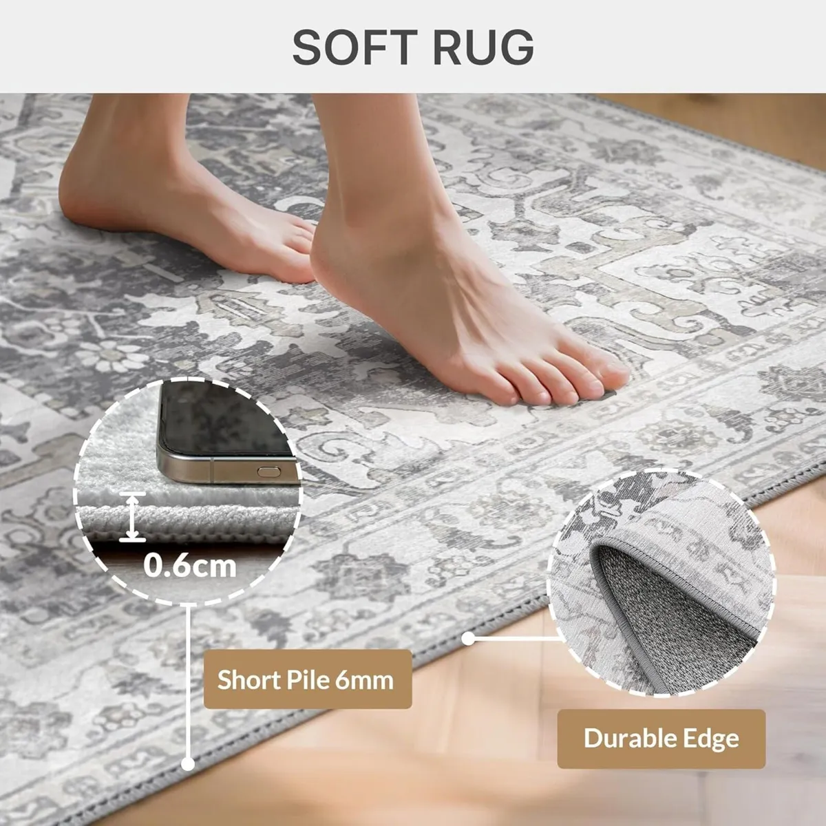 Rugs Living Room 200x290cm - Washable Large Rug - Image 3