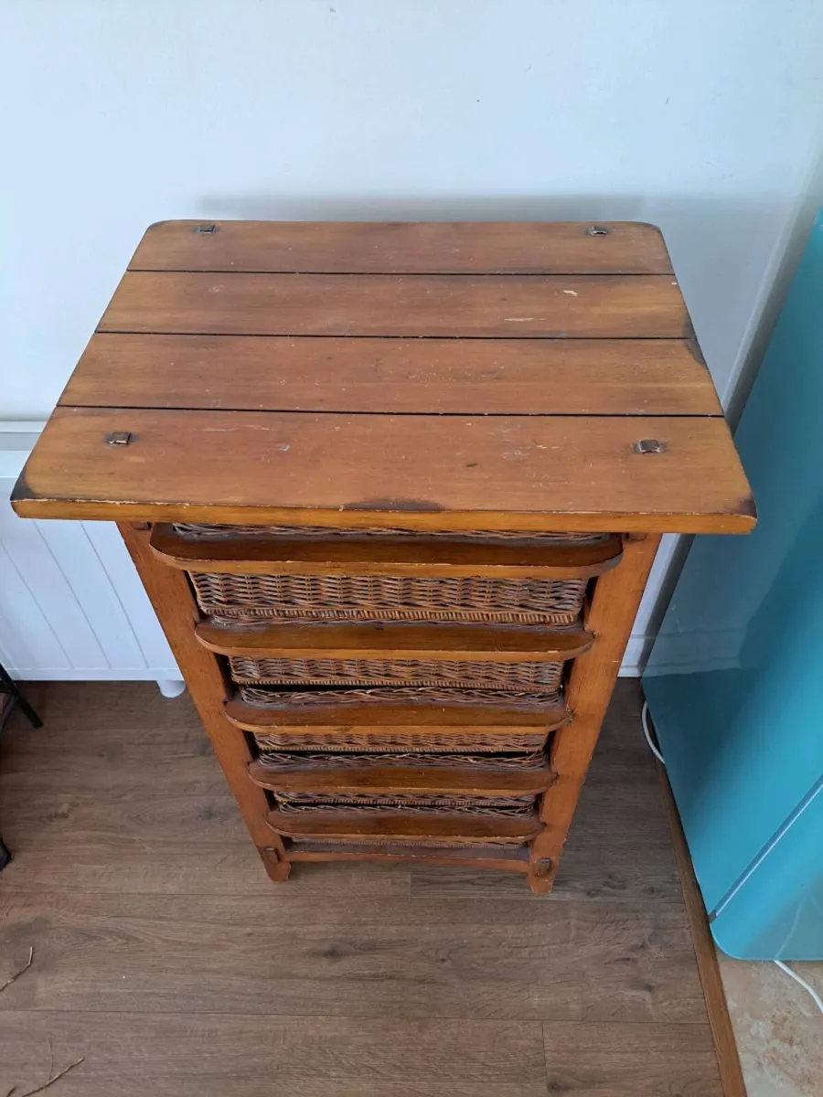 5 Drawers Wood and Wicker/Rattan - Image 2