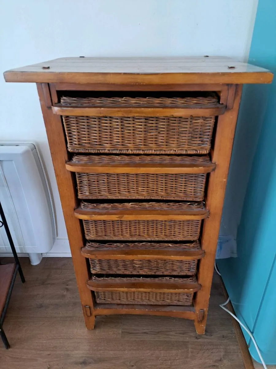 5 Drawers Wood and Wicker/Rattan - Image 1