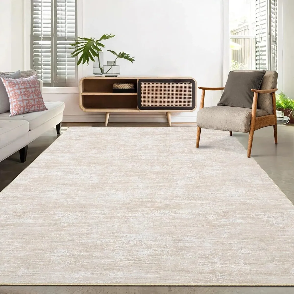 200x290 cm Modern Solid Rug with Texture Washable - Image 2