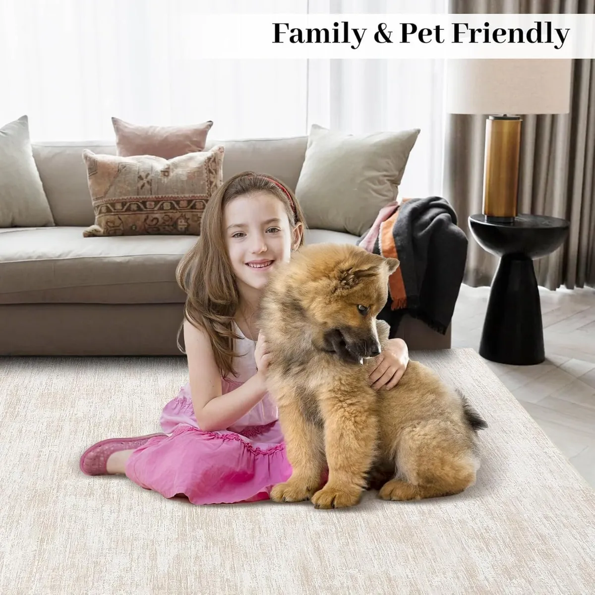 200x290 cm Modern Solid Rug with Texture Washable - Image 4