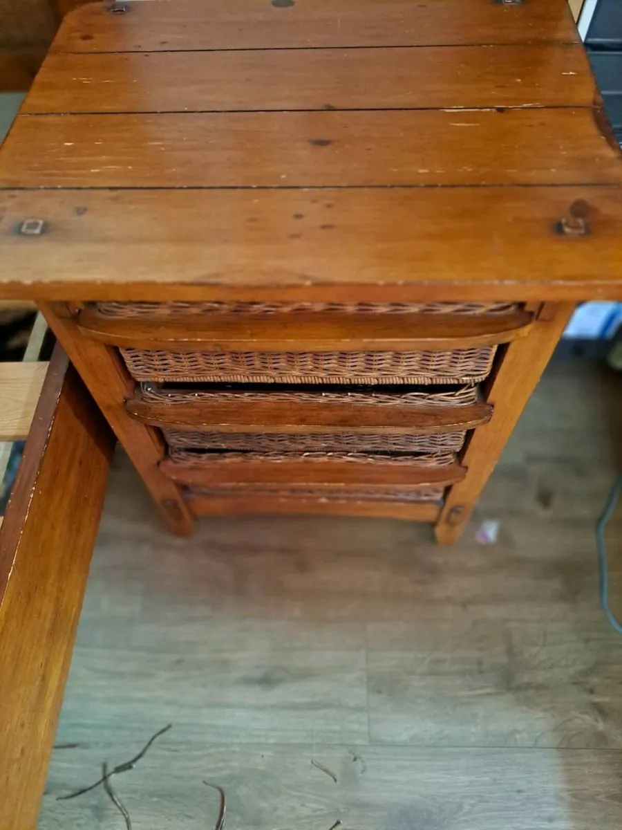 2 x Solid Wood Rattan/Cane/Wicker LOCKERS/DRAWERS - Image 2