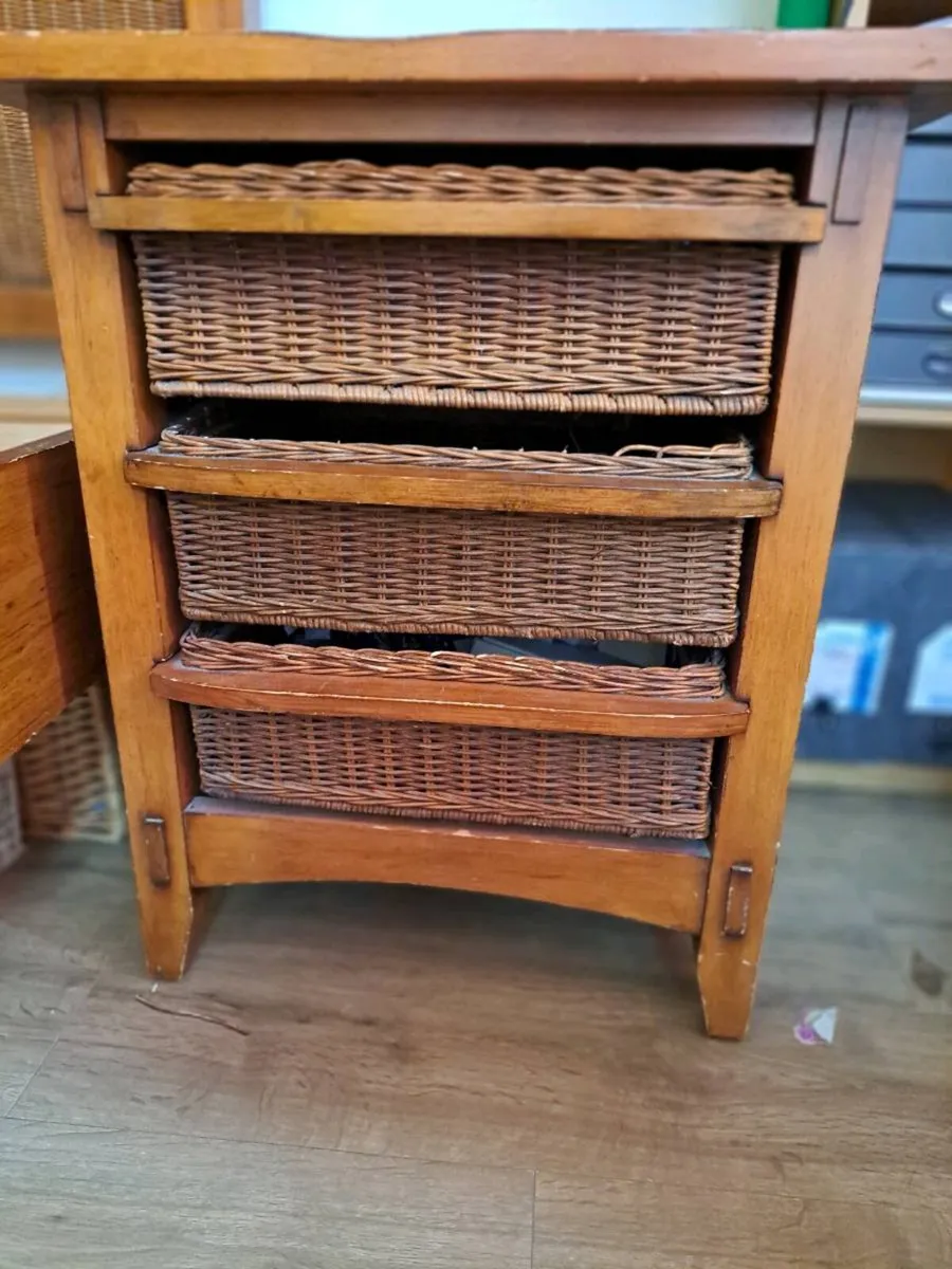 2 x Solid Wood Rattan/Cane/Wicker LOCKERS/DRAWERS - Image 1