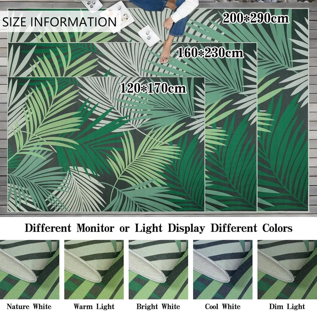 Indoor Outdoor Rug Green 200x300cm Large for - Image 2