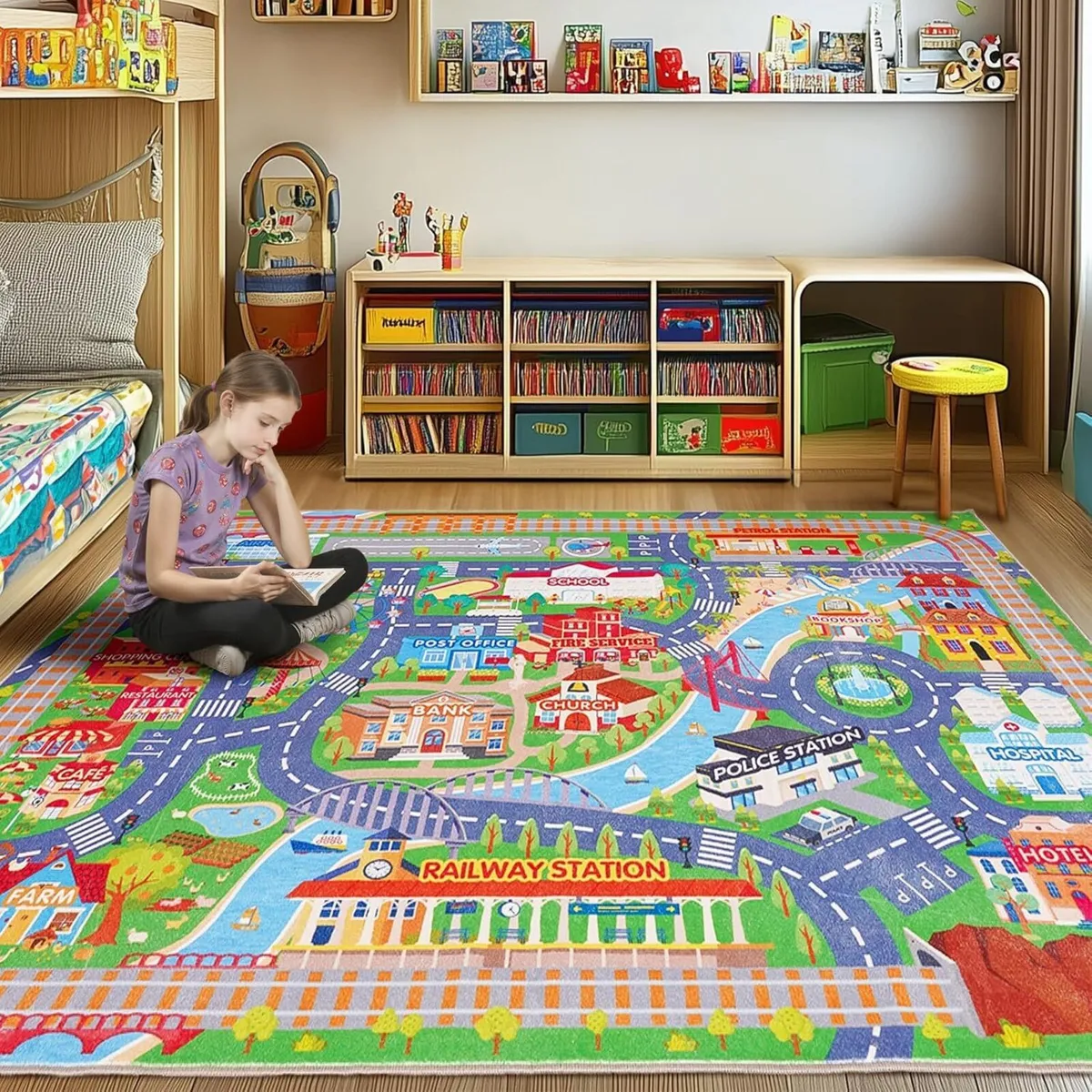 Kids Carpet Playmat Rug City Life Huge Large - Image 2