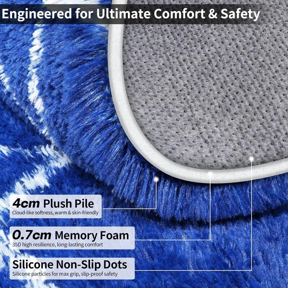 Fluffy Rug for Living Room 200x300cm Grey and - Image 3