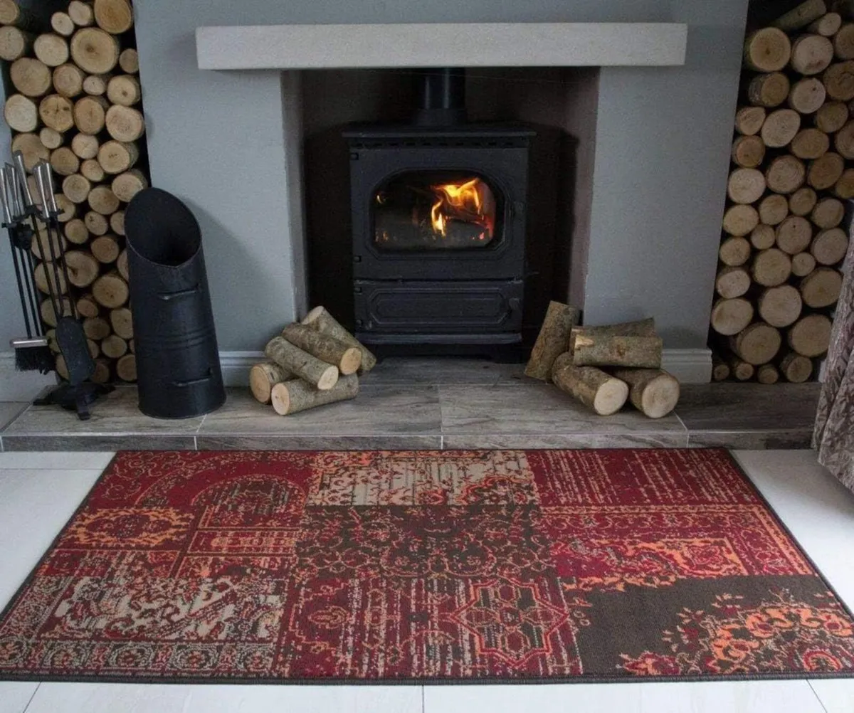 Milan Red Brown Burnt Orange Grey Patchwork - Image 4