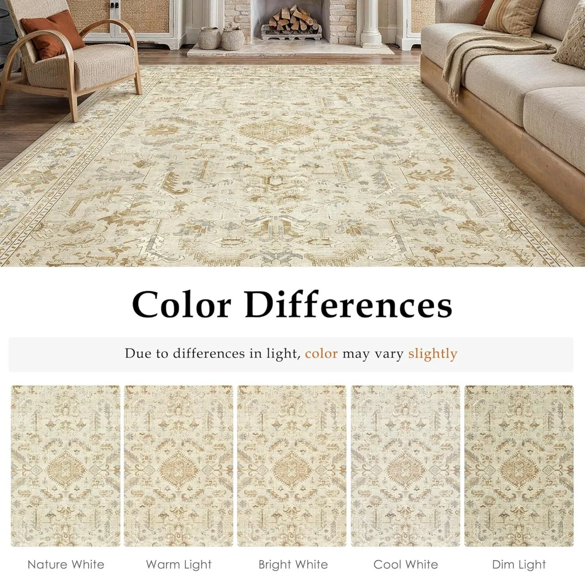Beige Rugs Living Room 240x300cm Vintage Machine - Image 2
