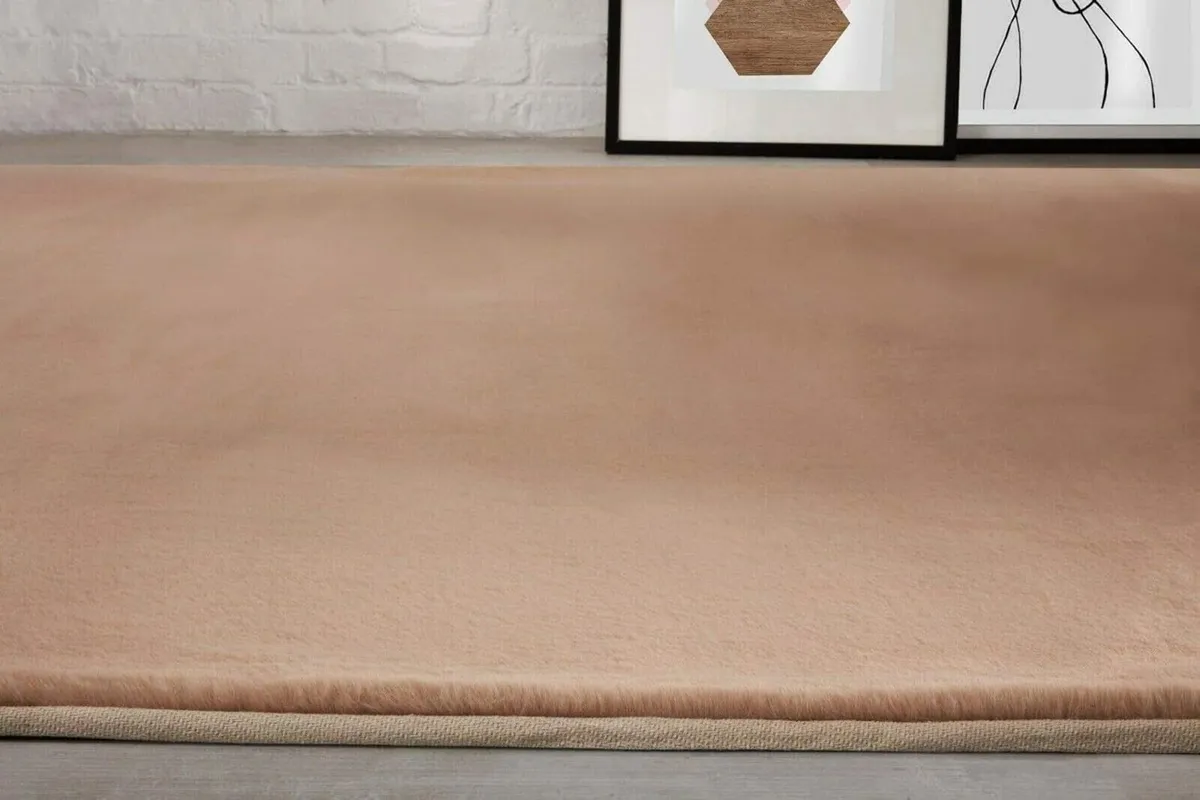 NATURAL FAUX RABBIT FUR Rug Ultra Soft Plush - Image 4